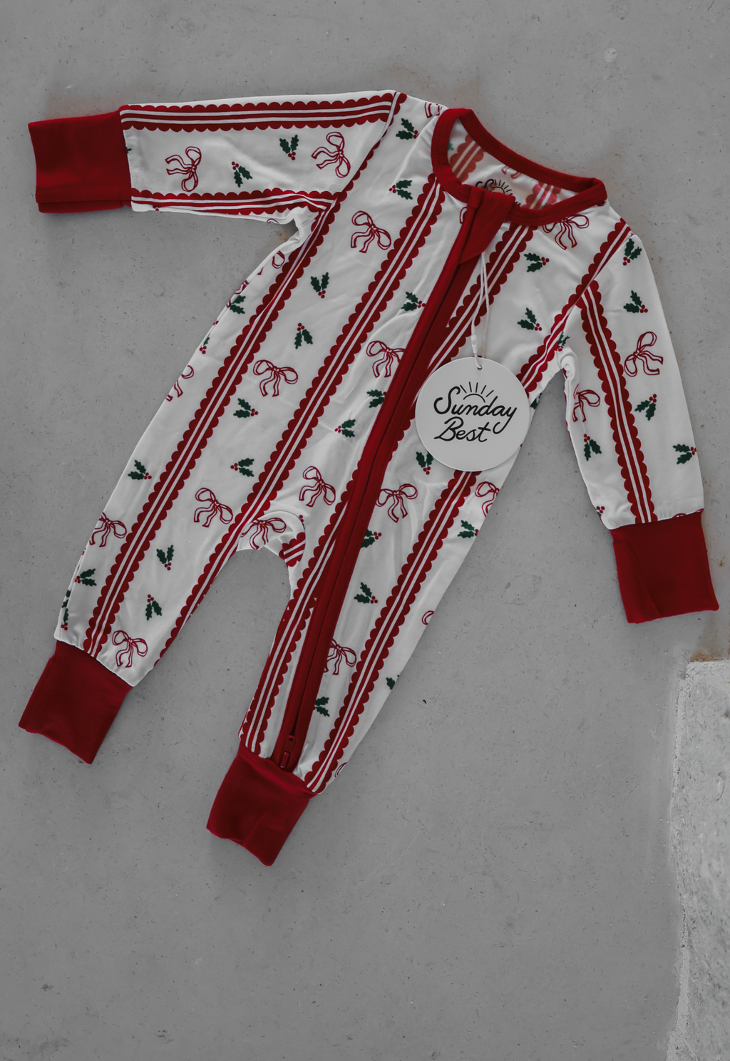 Holly Berry + Bows Zipper Romper