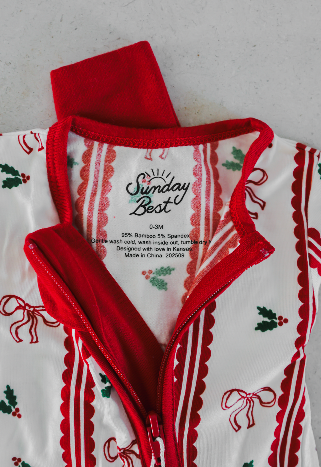 Holly Berry + Bows Zipper Romper