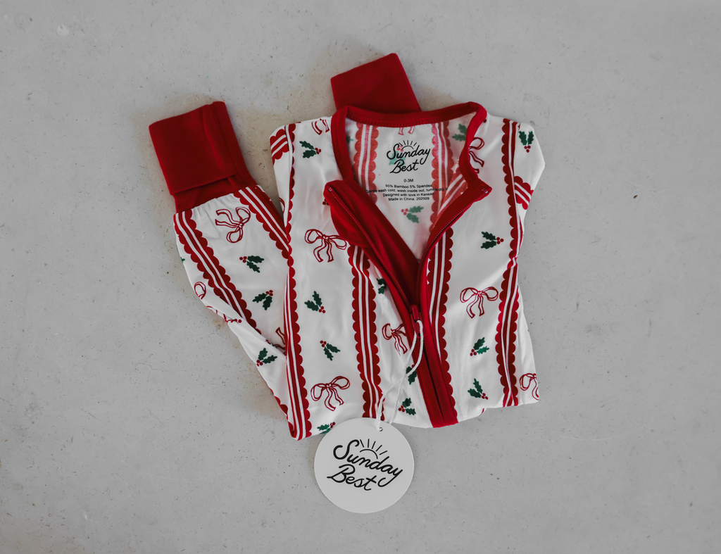 Holly Berry + Bows Zipper Romper